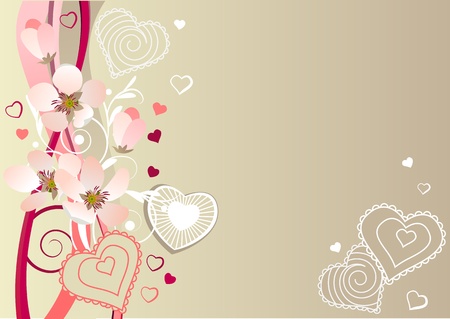 Frame with hearts and blossoming branchesのイラスト素材