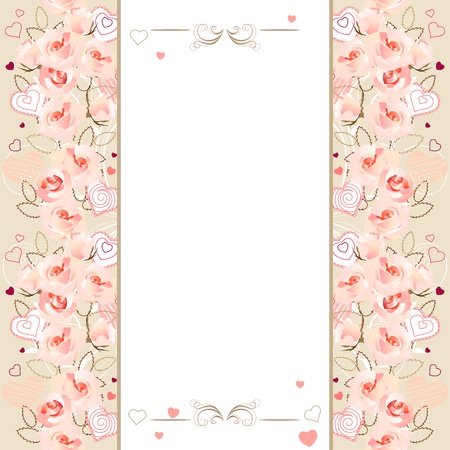 Frame with pink rosesのイラスト素材