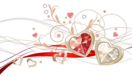 Floral design element with gemsのイラスト素材