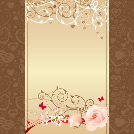Frame with roses and blossoming branchesのイラスト素材