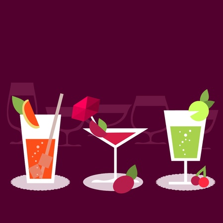 Set of different cocktailsのイラスト素材