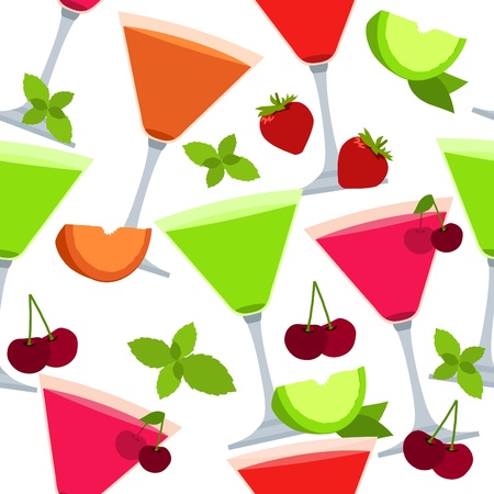 Seamless pattern with different cocktailsのイラスト素材