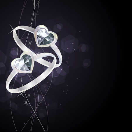 Two silver rings on black backgroundのイラスト素材