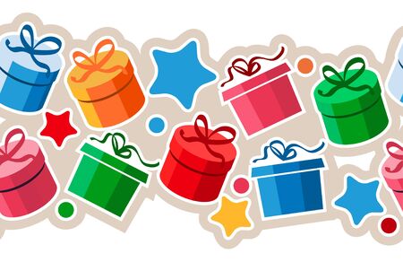 Seamless border with stylized gift boxesのイラスト素材