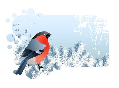 Christmas frame with bullfinch のイラスト素材