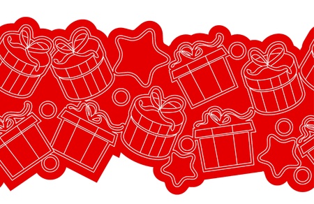Seamless border with contour gift boxesのイラスト素材