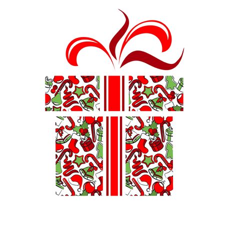 Gift box made of Christmas symbolsのイラスト素材