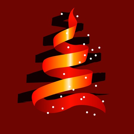 Stylized christmas tree made of red ribbonのイラスト素材