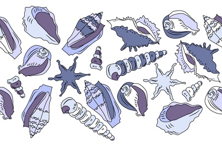 Seamless background with different shellsのイラスト素材