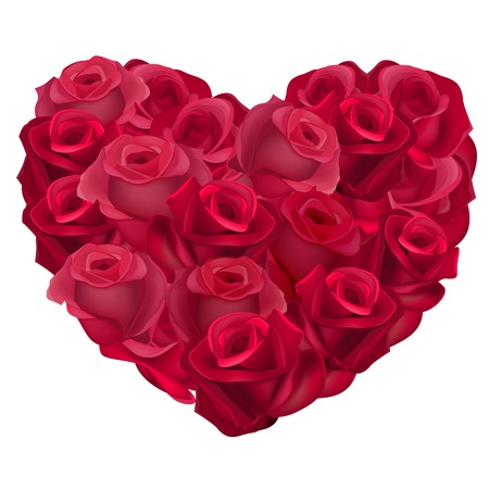 Red heart made of realistic roses.のイラスト素材