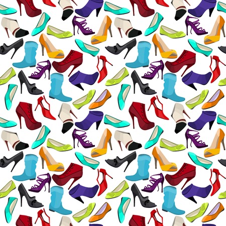Seamless pattern with different shoes のイラスト素材