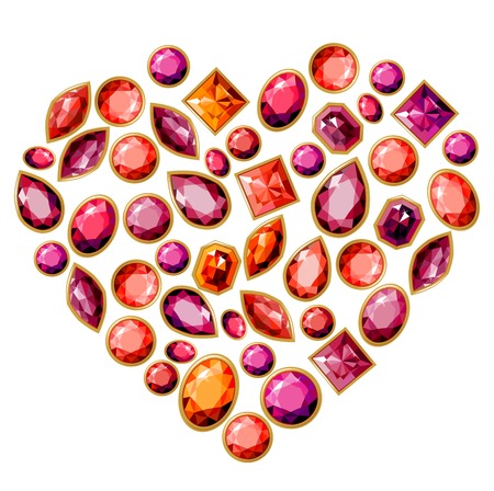 Jewellery heart made of different gemsのイラスト素材