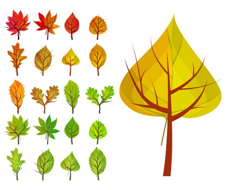 Set with different stylized treesのイラスト素材