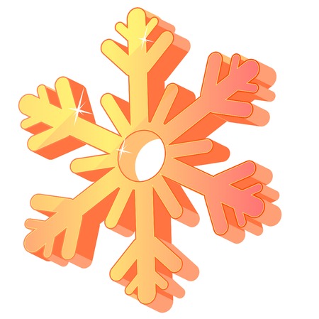 Three-dimensional gold festive snowflake isolated on white background.Vector illustrationのイラスト素材