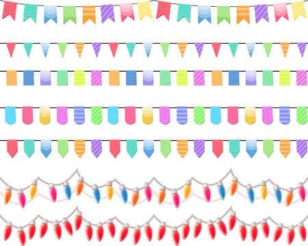 Seven festive horizontal seamless patterns. Endless texture.のイラスト素材