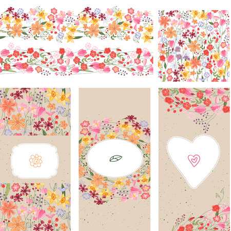 Floral summer templates. For romantic designのイラスト素材