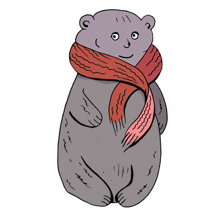 Cute animal isolated on white background. Funny bear for your season designのイラスト素材