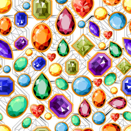 Seamless pattern with gems. Endless texture for fashion designのイラスト素材