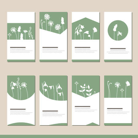 Set with different floral templates. Cards for your design and advertisementのイラスト素材