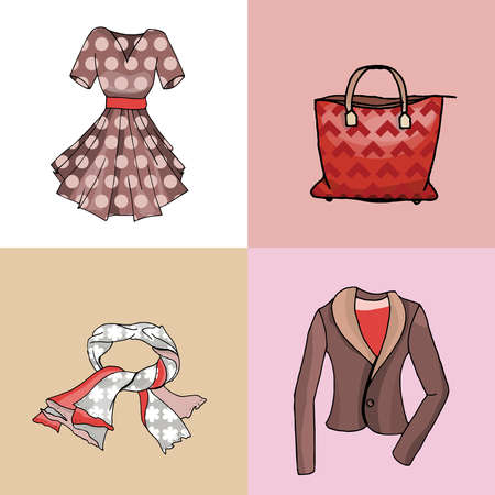 Isolated woman clothes. Set with glamor things.のイラスト素材