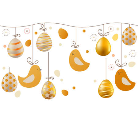 easter horizontal border. Easter floral template for your design.のイラスト素材