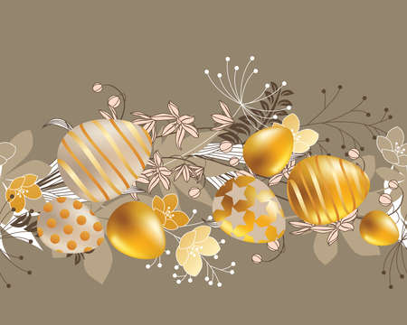 easter horizontal border. Easter floral template for your design.のイラスト素材