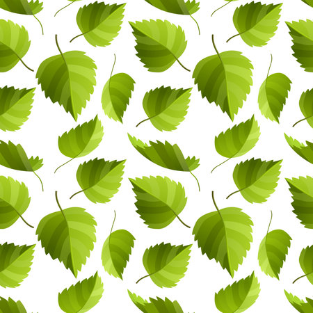 Seamless pattern with green realistic leaves. Pretty endless texture for your design.のイラスト素材