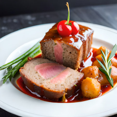 tenderloin with rosemary and cherry tomatoes on a black backgroundの素材