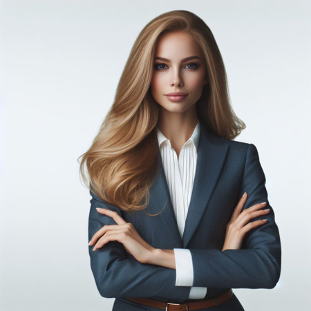 Portrait of a beautiful young business woman with long blond hair.の素材