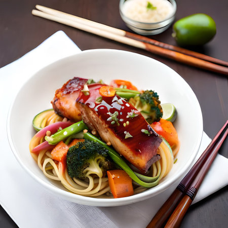 japanese cuisine. Miso udon noodles with eelの素材