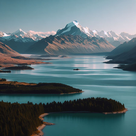 Mount Cook, South Island, New Zealand. Beautiful natural landscapes.の素材