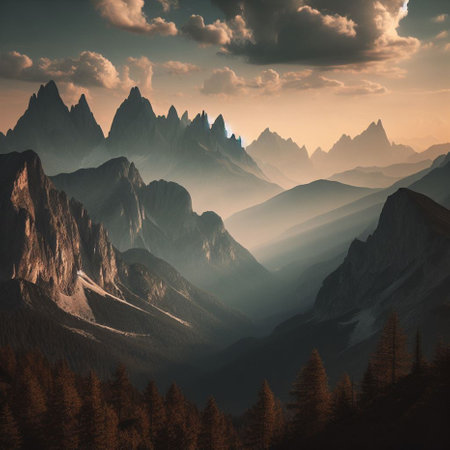 Fantastic mountain landscape. Dramatic and picturesque scene.の素材