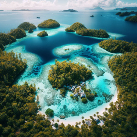 Aerial view of beautiful tropical island in Andaman sea, Thailandの素材