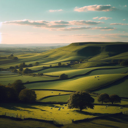 Beautiful countryside landscape in the Peak District National Park, England.の素材