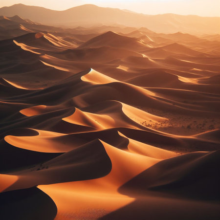 Sand dunes in the Sahara desert. Morocco. Africa. Sunset.の素材