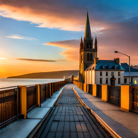 Sunset view of the church of St. Peter and St. Paul in Zurich, Switzerlandの素材