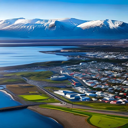 Aerial view of Reykjavik, capital city of Icelandの素材