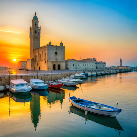 Sunset view of the port of Rethymno, Crete, Greeceの素材
