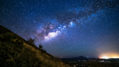 Milky Way and star in the night sky. Long exposure photograph.