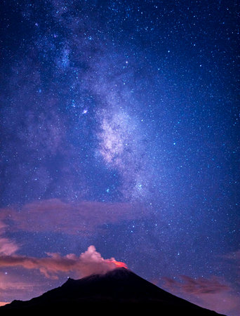 Milky Way and Mt. Fuji at night, Yamanashi, Japan