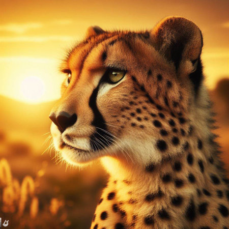 Beautiful cheetah portrait at sunset. Wildlife scene from Africa.の素材