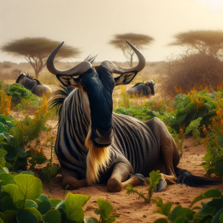 Wildebeest in the Serengeti National Park, Tanzaniaの素材