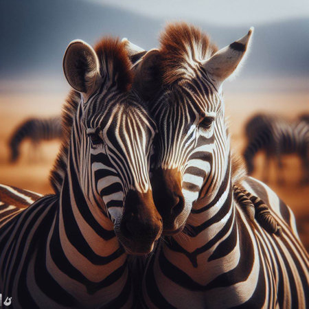 Two zebras (Equus quagga) in the savannaの素材