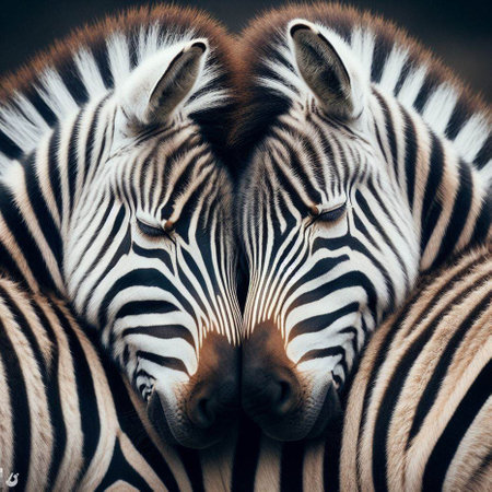 Two zebras (Equus burchelli) close-upの素材