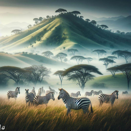 Zebra in the savanna of Serengeti National Park, Tanzaniaの素材