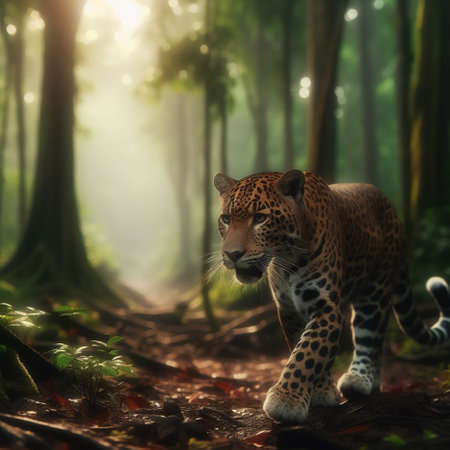 Jaguar in the forest. Wild leopard in the jungle.の素材
