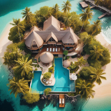 Luxury villas on a tropical island. Aerial view.の素材