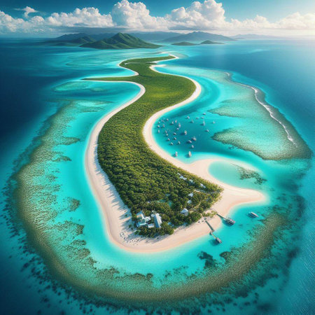 Small island in the Indian Ocean, Maldives. Aerial view.の素材
