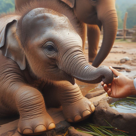 Elephant in the zoo, Thailand. The elephant is one of the largest animals in the world.の素材