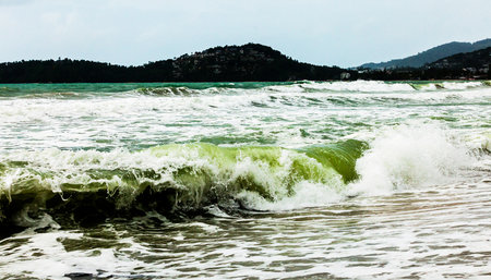 Sea waves breaking on the shore of the Black Sea, Bulgaria.
